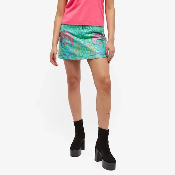 Versace Psycadellic Print Denim A  -Line Mini Skirt Italy SZ 42 - Picture 15 of 15